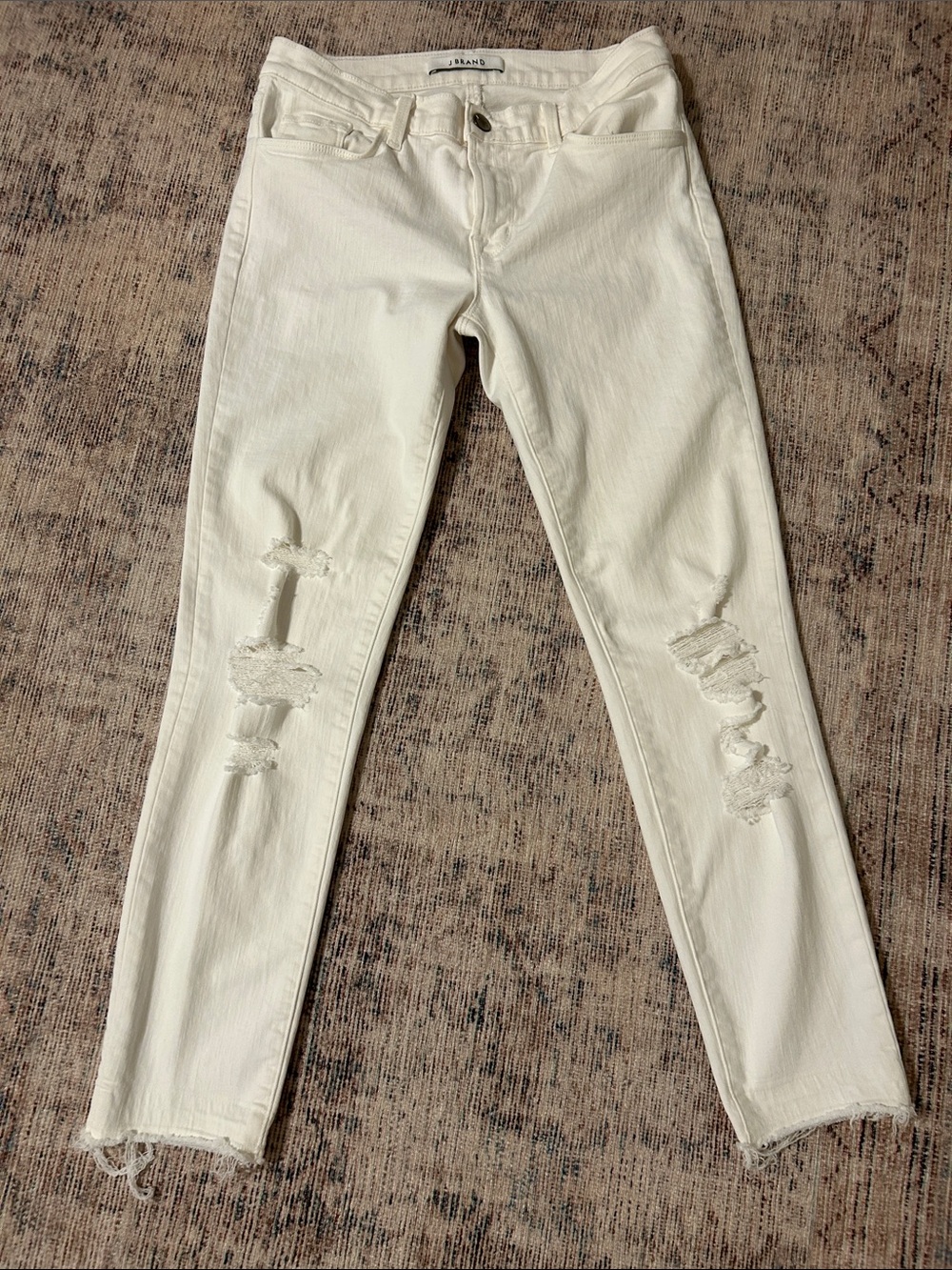 J Brand White Distressed Skinny Jeans Size 27